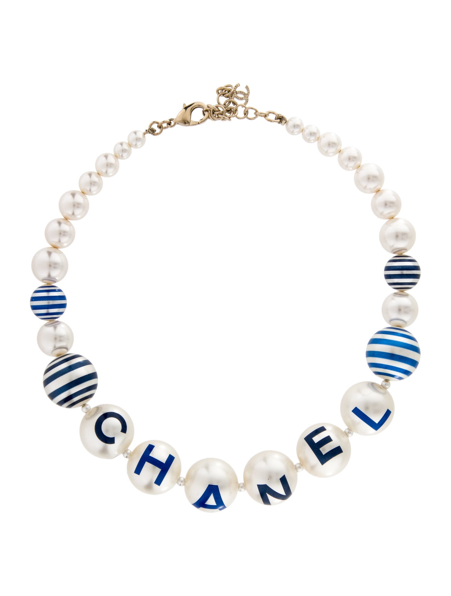 Chanel Faux Pearl & Enamel Bead Strand Necklace