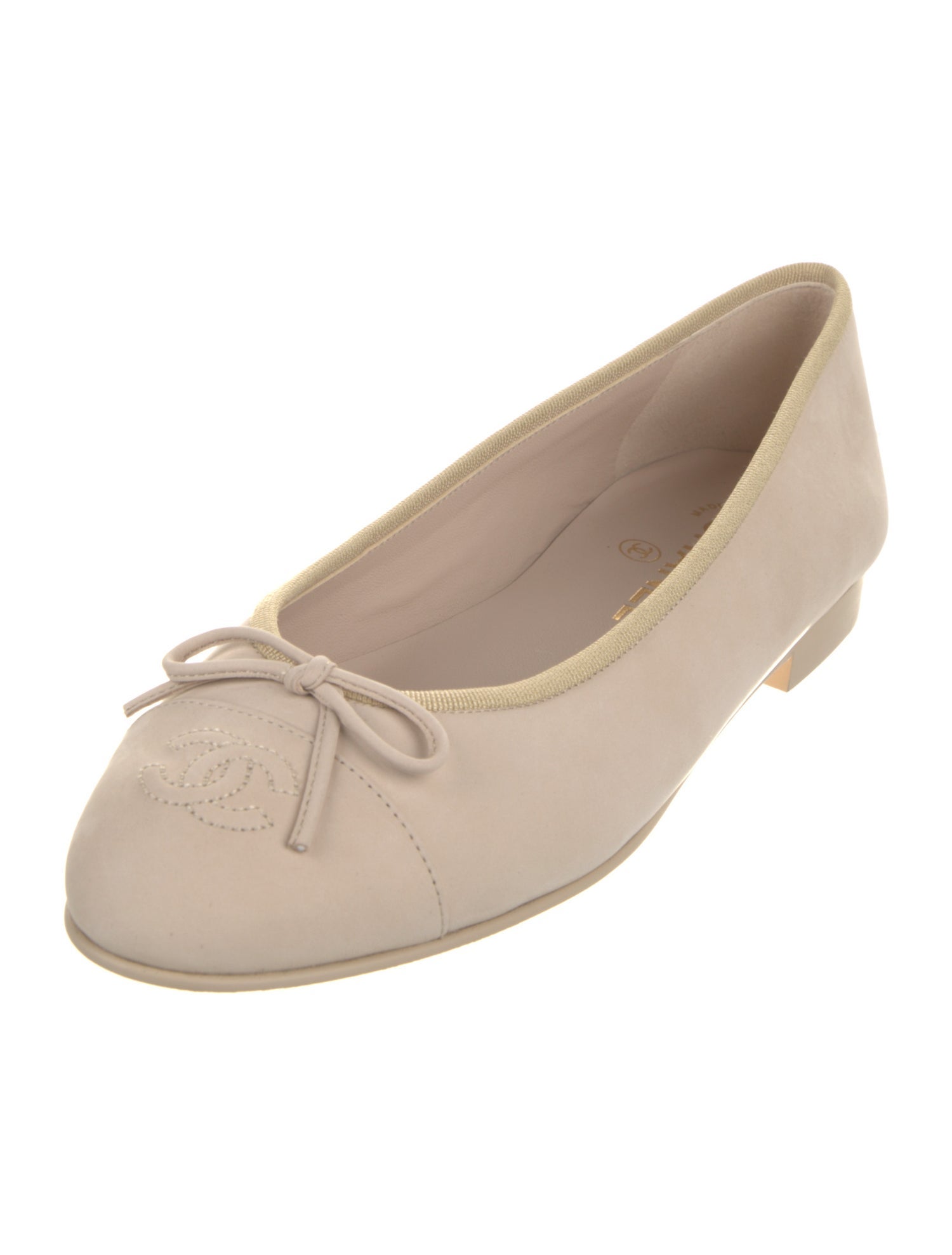 Chanel Interlocking CC Logo Suede Ballet Flats
