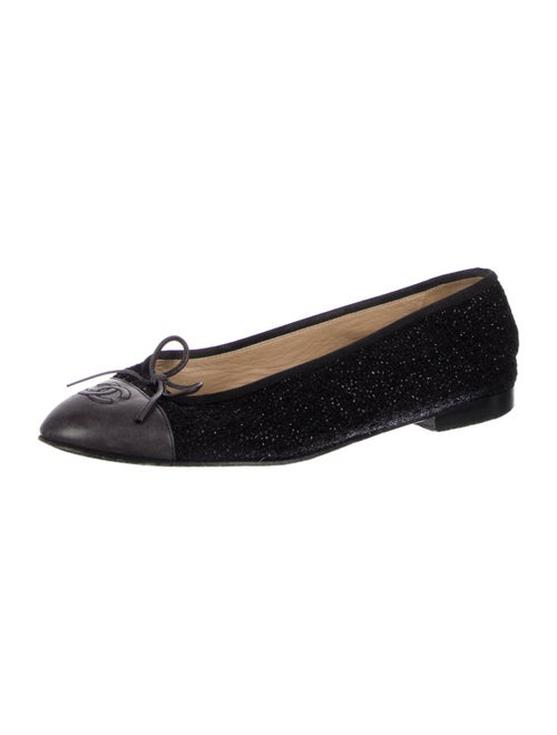 Chanel Interlocking CC Logo Tweed Ballet Flats
