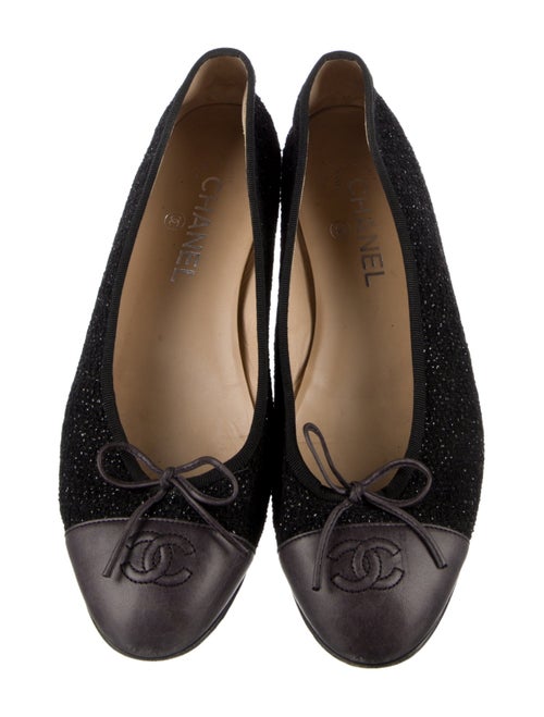 Chanel Interlocking CC Logo Tweed Ballet Flats