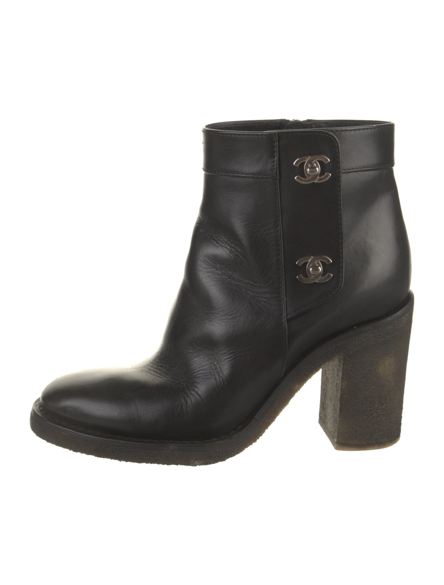 Chanel Interlocking CC Logo Leather Boots