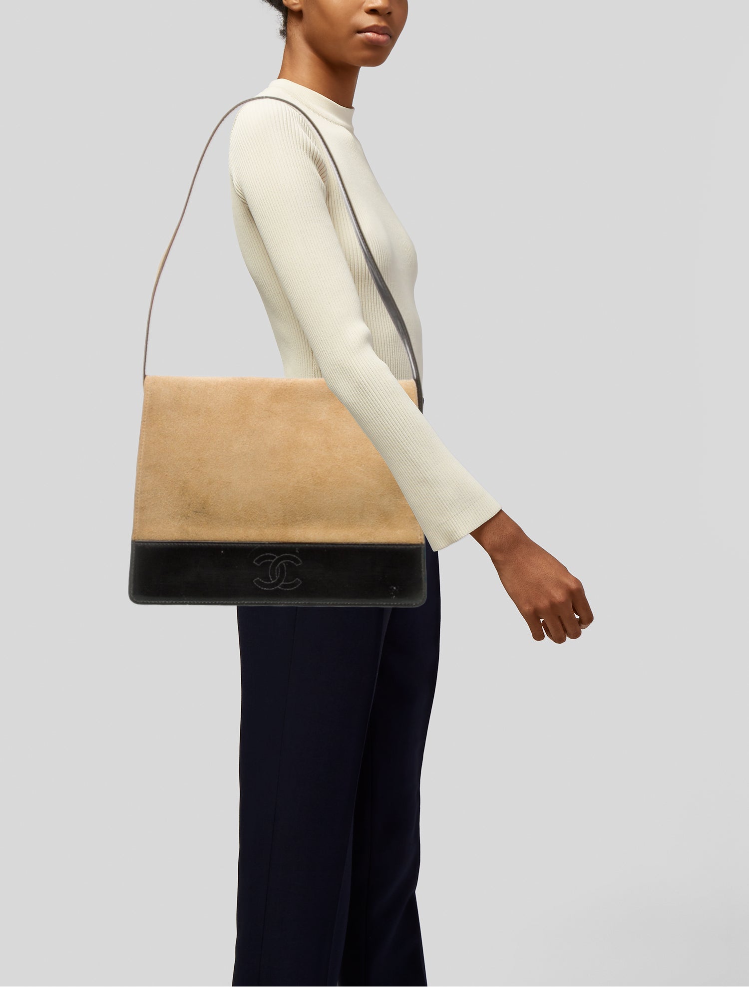 Chanel Suede CC Flap Shoulder Bag