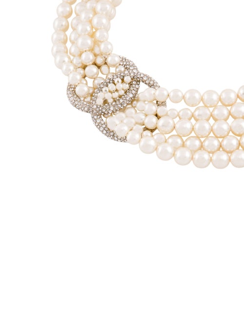 Chanel Faux Pearl & Strass CC Multistrand Necklace