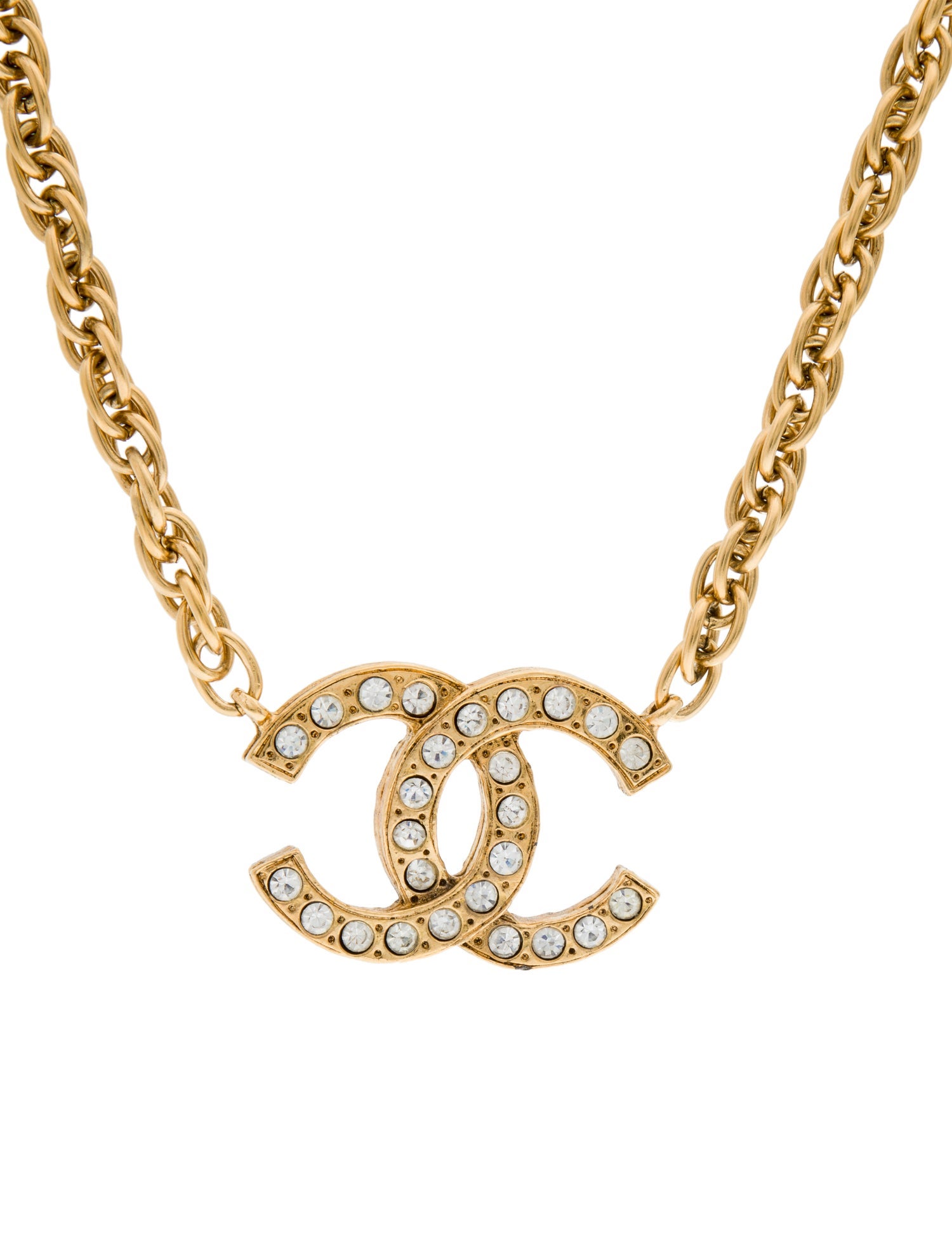 Chanel Vintage Strass CC Pendant Necklace