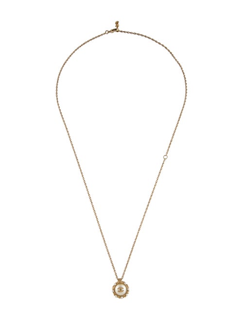 Chanel Faux Pearl CC Pendant Necklace
