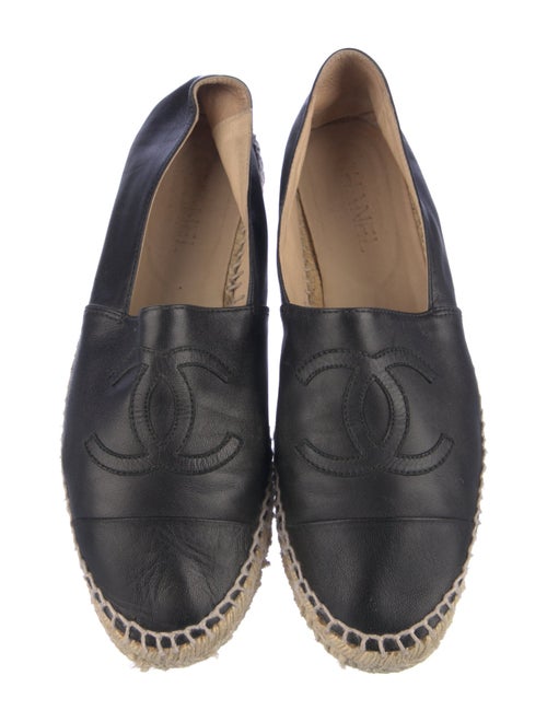 Chanel Interlocking CC Logo Leather Espadrilles