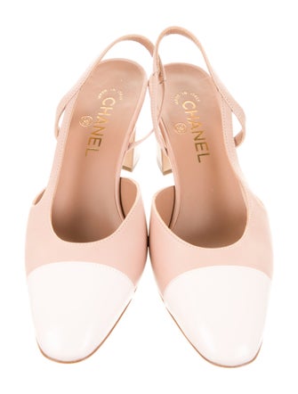 Chanel Interlocking CC Logo Leather Slingback Pumps