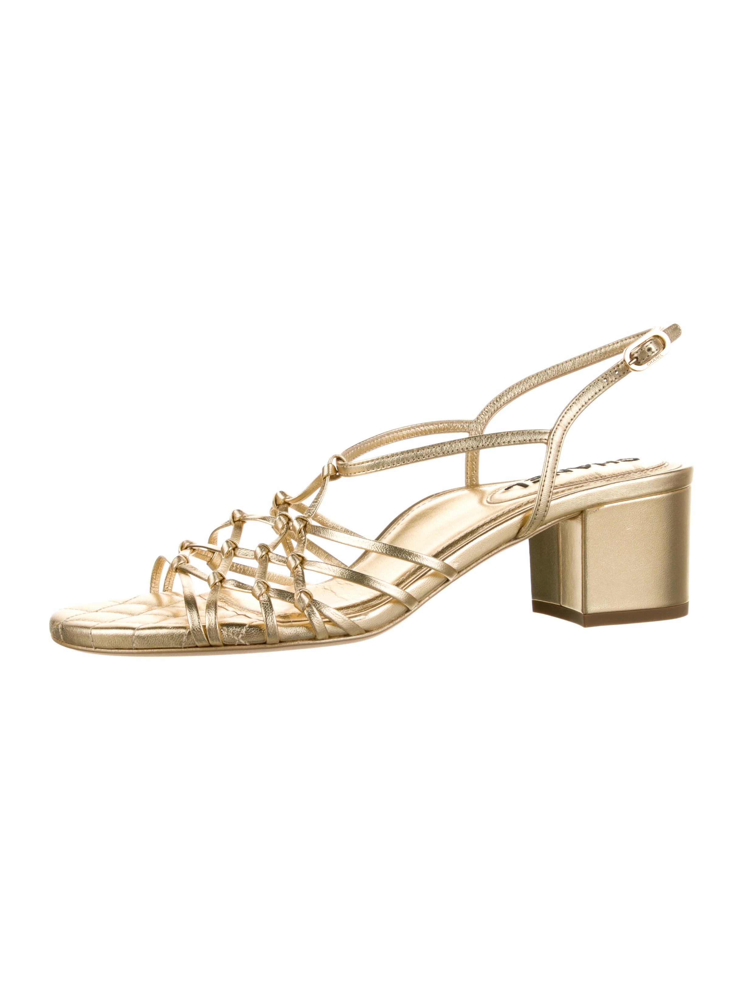 Chanel Interlocking CC Logo Lambskin Slingback Sandals