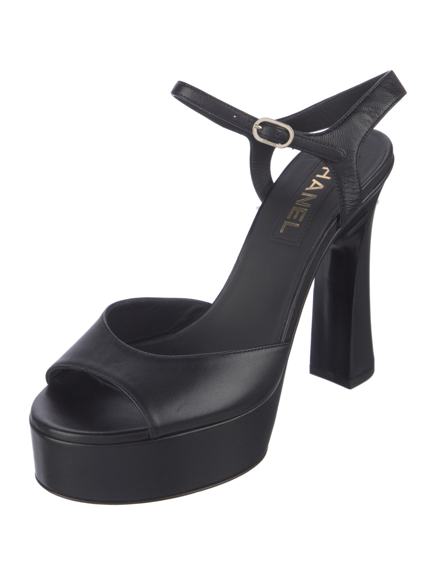 Chanel Interlocking CC Logo Leather Sandals