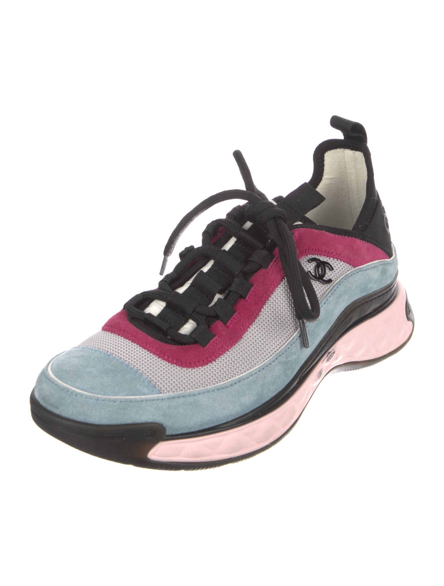 Chanel Interlocking CC Logo Suede Sneakers