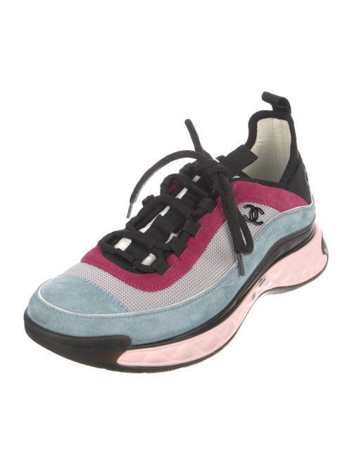 Chanel Interlocking CC Logo Suede Sneakers