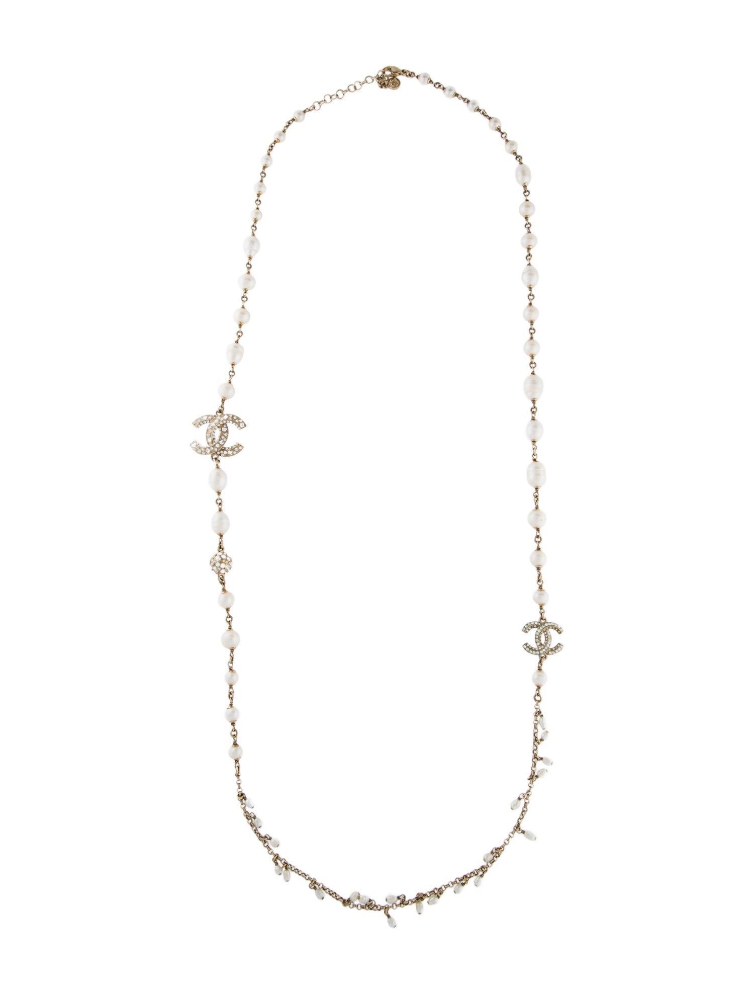 Chanel Pearl & Strass CC Station Necklace
