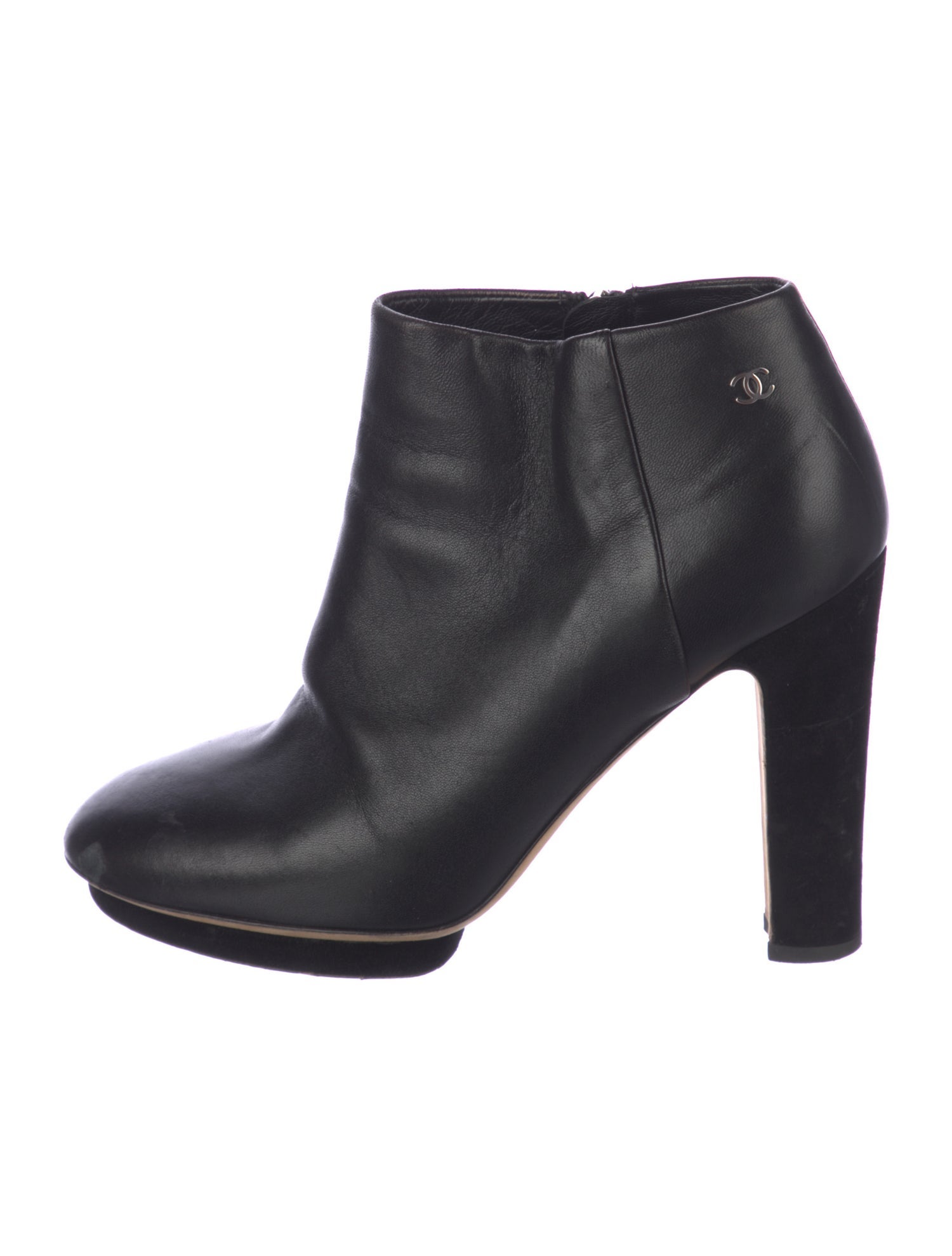 Chanel Interlocking CC Logo Leather Boots