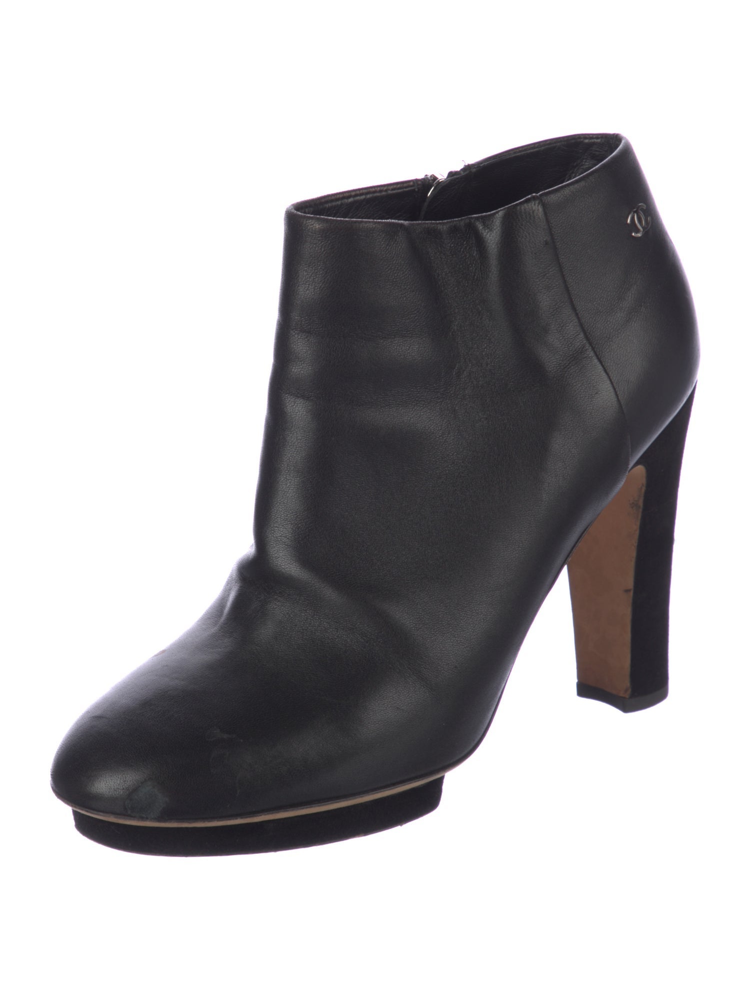 Chanel Interlocking CC Logo Leather Boots