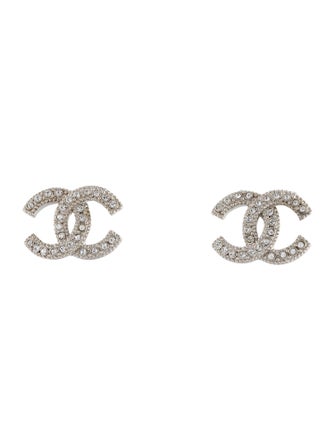 Chanel 2020 Strass CC Stud Earrings