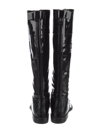 Chanel Interlocking CC Logo Patent Leather Riding Boots