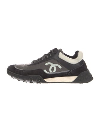 Chanel Interlocking CC Logo Suede Sneakers