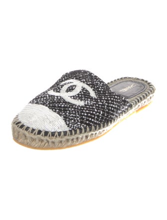 Chanel Interlocking CC Logo Tweed Espadrilles