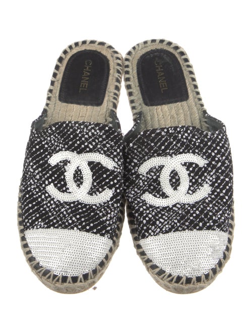 Chanel Interlocking CC Logo Tweed Espadrilles