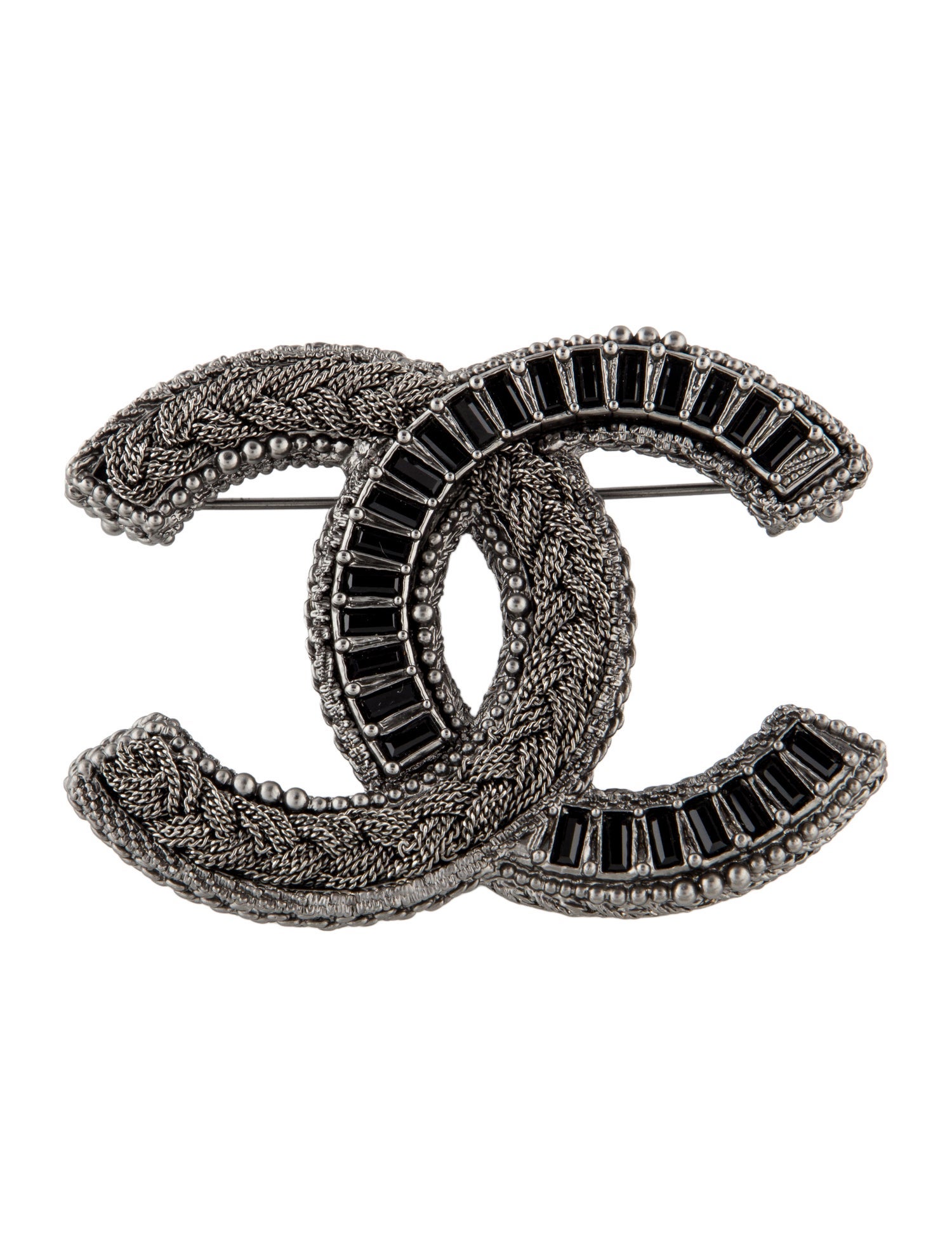 Chanel Strass Large Braided Chain CC Brooch