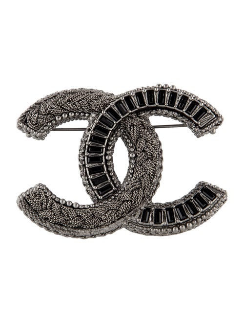 Chanel Strass Large Braided Chain CC Brooch