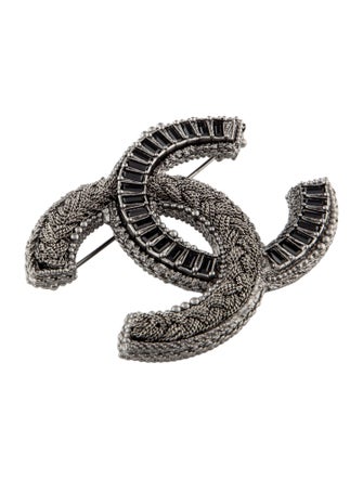 Chanel Strass Large Braided Chain CC Brooch