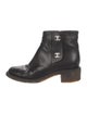 Chanel Interlocking CC Logo Leather Moto Boots