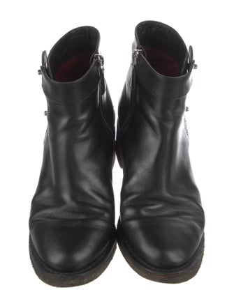 Chanel Interlocking CC Logo Leather Moto Boots