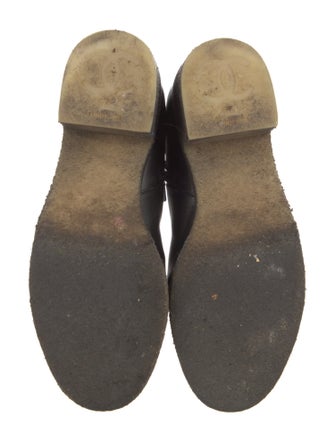 Chanel Interlocking CC Logo Leather Moto Boots