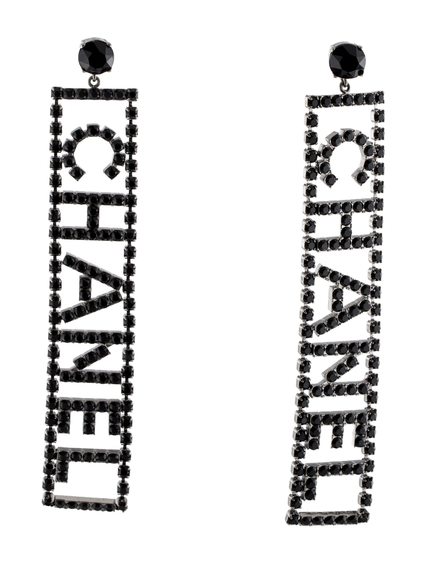 Chanel Strass Logo Drop Earrings