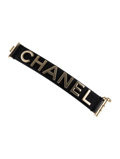 Chanel Leather Logo Wrap Cuff