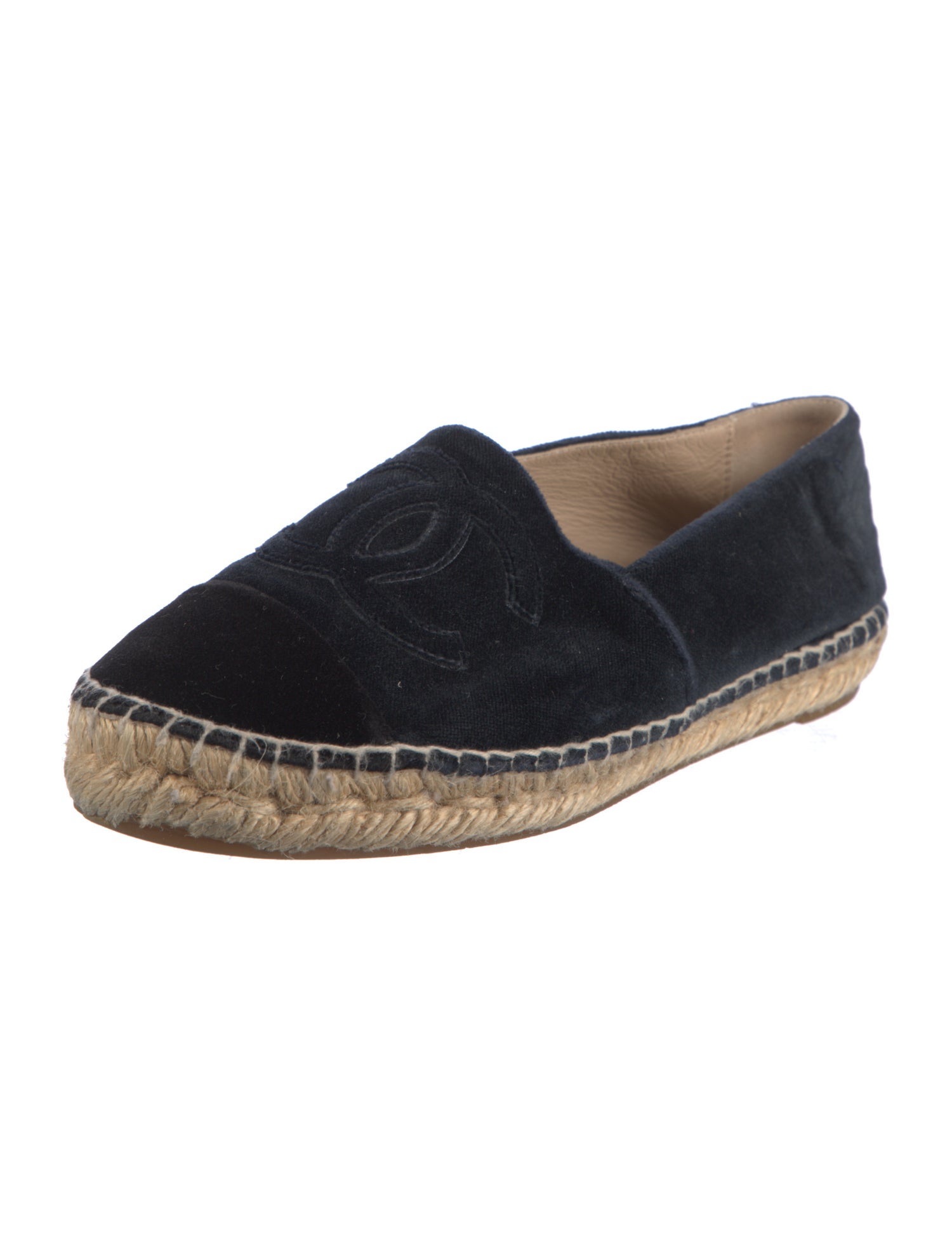 Chanel Interlocking CC Logo Velvet Espadrilles