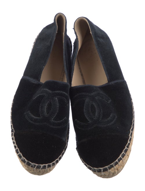 Chanel Interlocking CC Logo Velvet Espadrilles