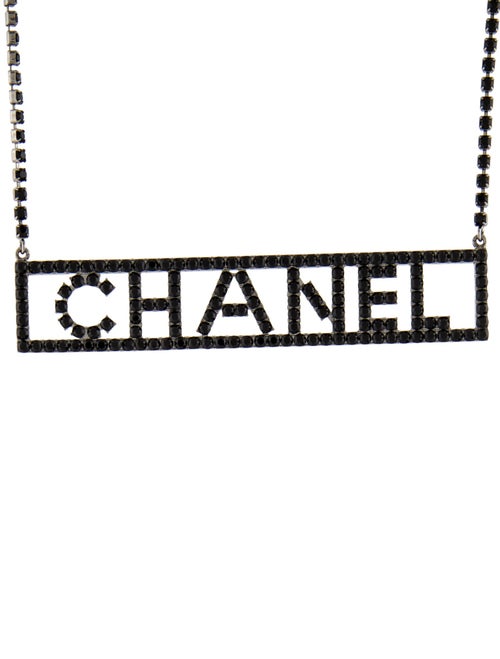 Chanel Strass Logo Nameplate Necklace