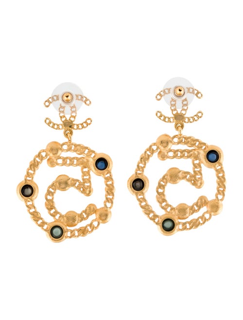 Chanel Faul Pearl & Resin CC No. 5 Drop Earrings