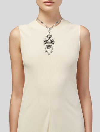 Chanel Faux Pearl & Stass CC Statement Pendant Necklace