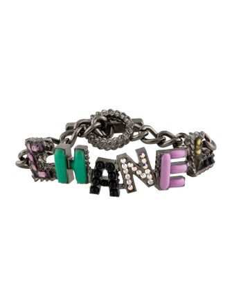 Chanel Strass & Enamel 'CHANEL' Logo Bracelet