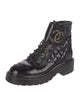 Chanel Interlocking CC Logo Patent Leather Combat Boots