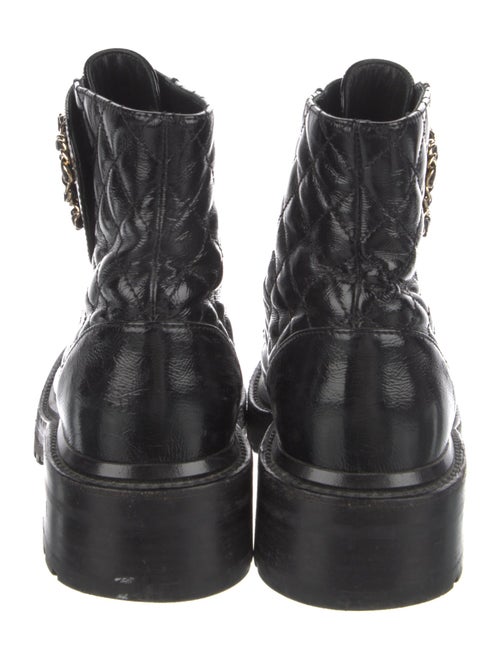 Chanel Interlocking CC Logo Patent Leather Combat Boots