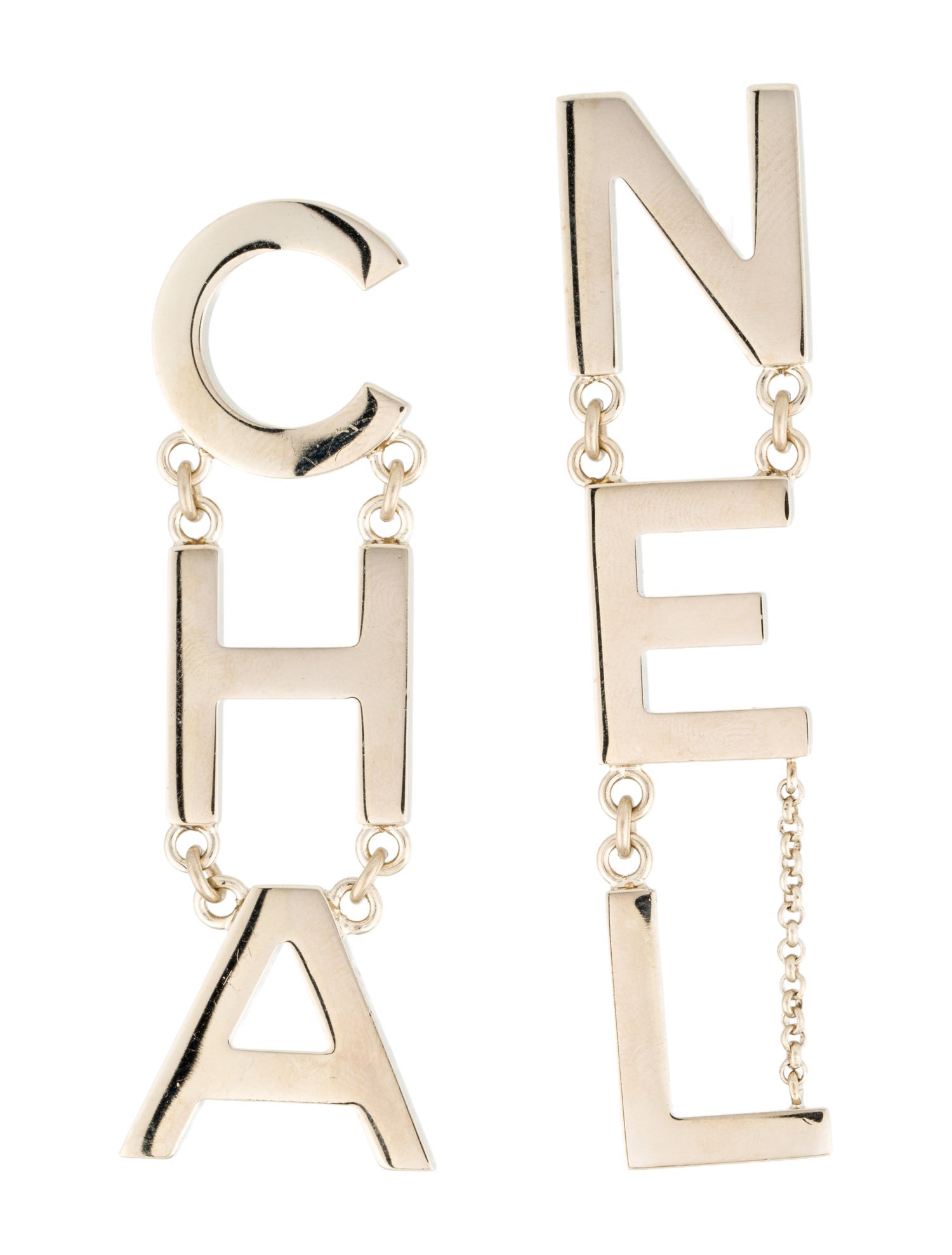 Chanel 'CHA-NEL' Drop Earrings