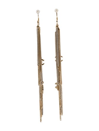 Chanel Chain Drop CC Hoop Earrings