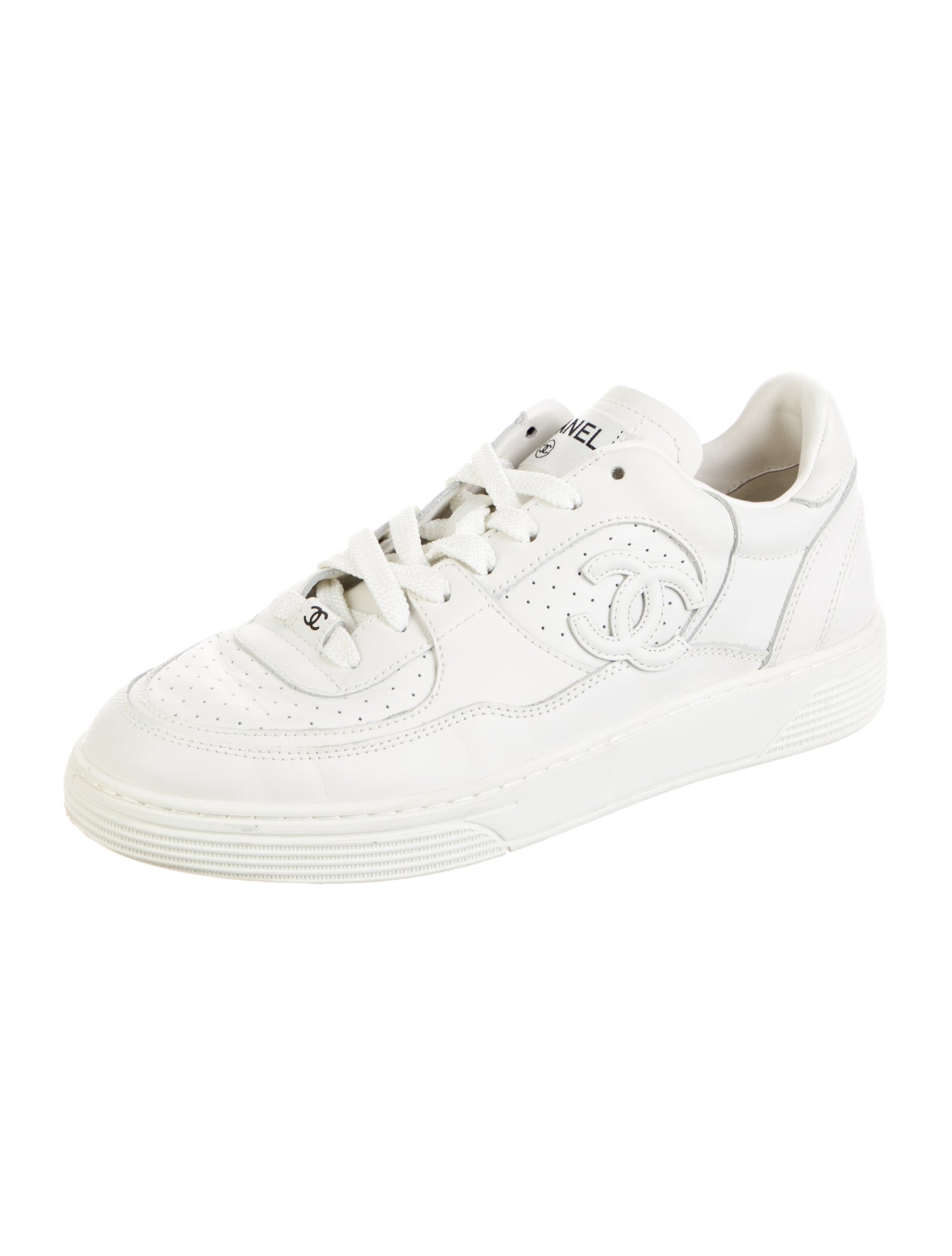Chanel Interlocking CC Logo Leather Sneakers