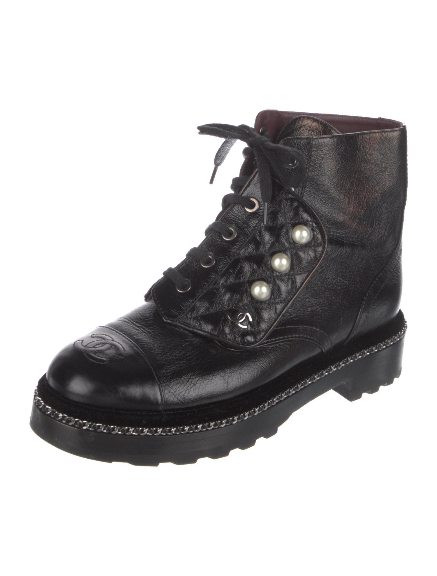 Chanel 2018 Interlocking CC Logo Combat Boots