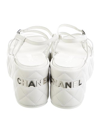 Chanel Quilted Pattern Leather Sandals