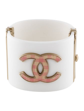 Chanel Resin & Fabric CC Cuff Bracelet