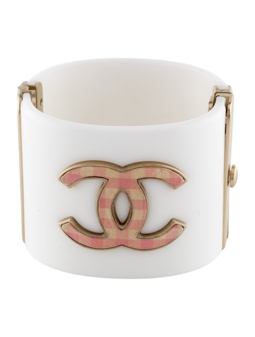 Chanel Resin & Fabric CC Cuff Bracelet
