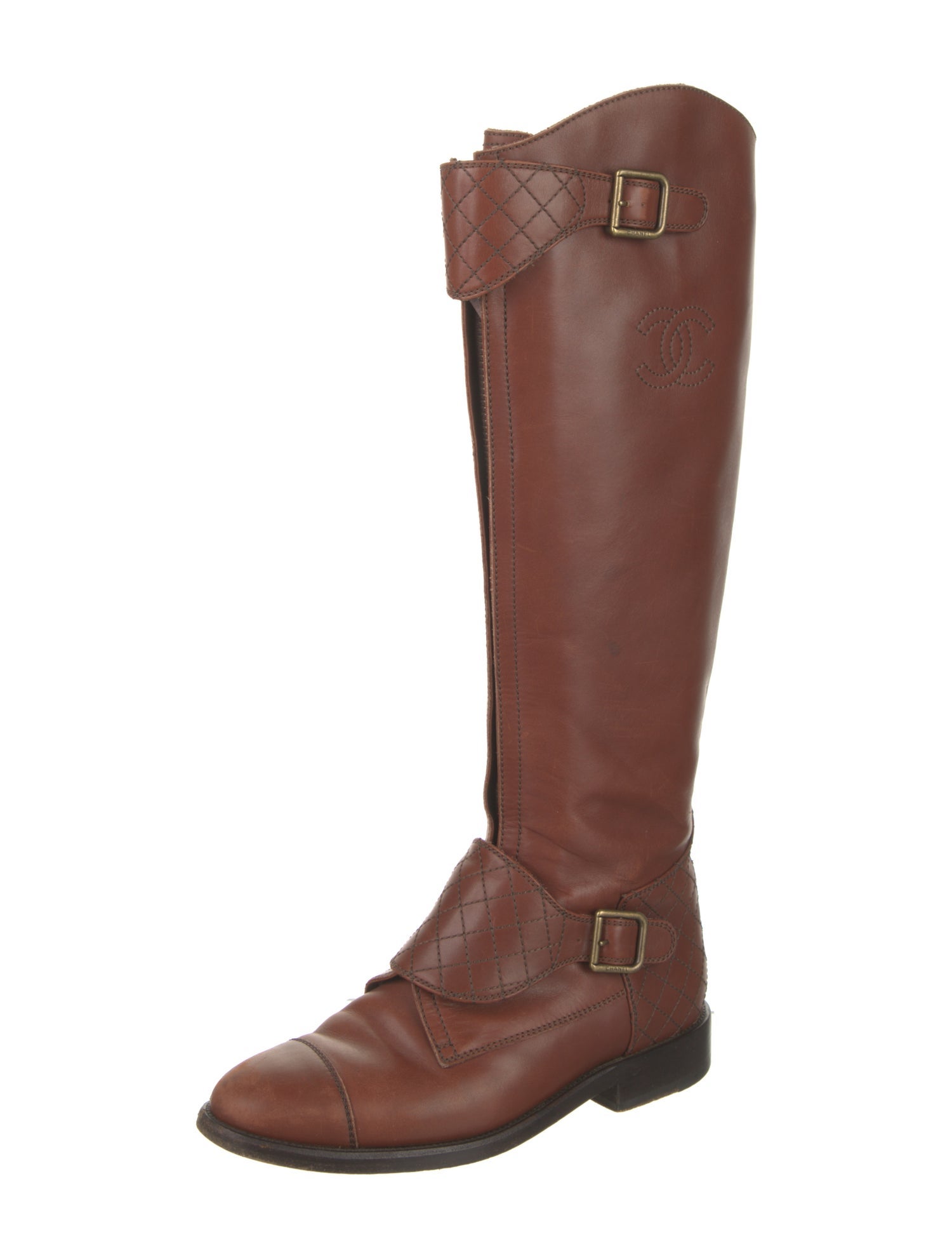 Chanel Interlocking CC Logo Leather Riding Boots