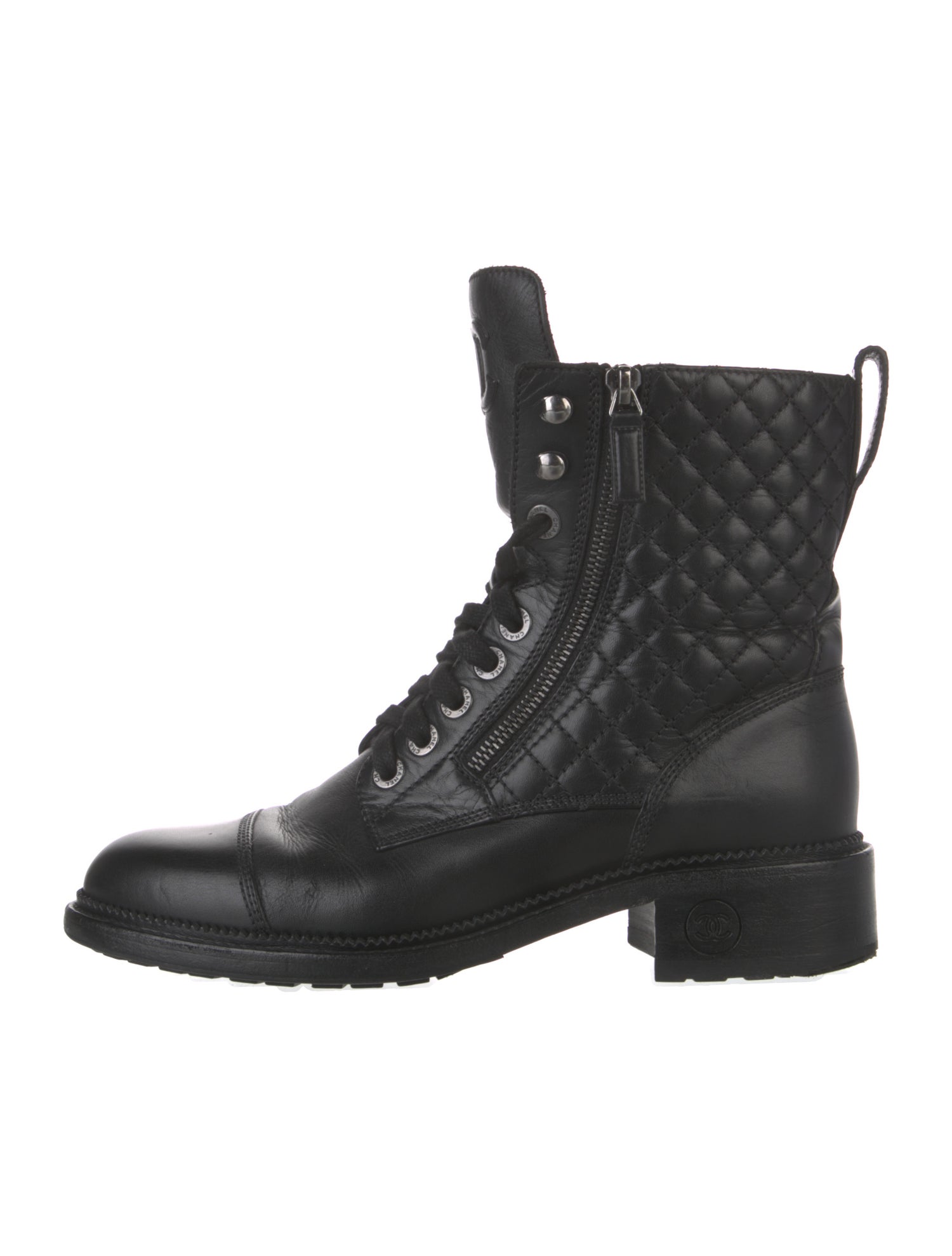 Chanel 2018 Interlocking CC Logo Combat Boots