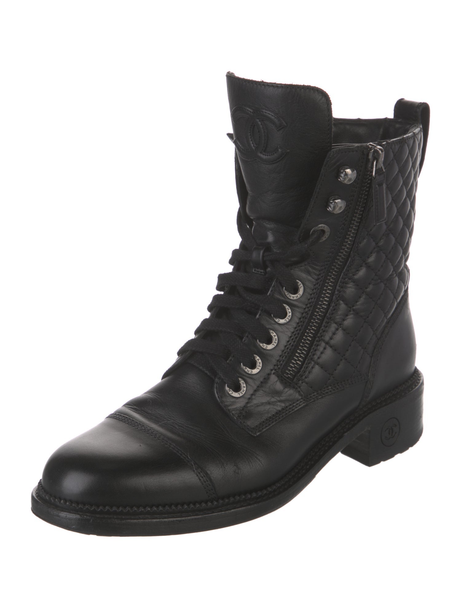 Chanel 2018 Interlocking CC Logo Combat Boots