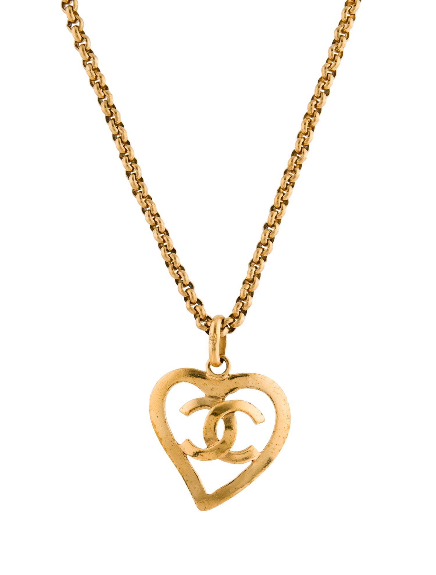 Chanel Vintage CC Heart Pendant Necklace